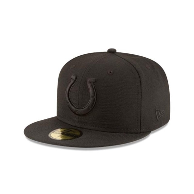 Black Indianapolis Colts Hat - New Era NFL Black On Black 59FIFTY Fitted Caps USA5074183